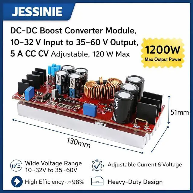 Alt view image 4 of 6 - DCDC Boost Converter Module, 1032 V Input to 3560 V Output, 5 A CC CV Adjustable, 120 W Max