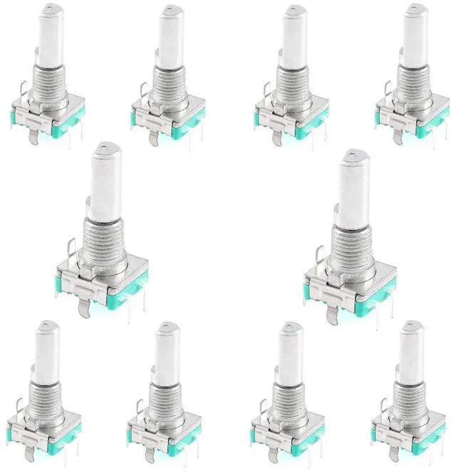 Main image of 10Pcs EC11 Rotary Encoder Switch Digital Potentiometer 20MM with Switch 5 Pins D-Shaft with Nut and Washer