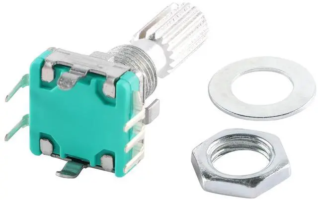 Alt view image 2 of 5 - 10Pcs EC11 Rotary Encoder Switch Digital Potentiometer 20MM with Switch 5 Pins Derrated Shaft with Nut and Washer