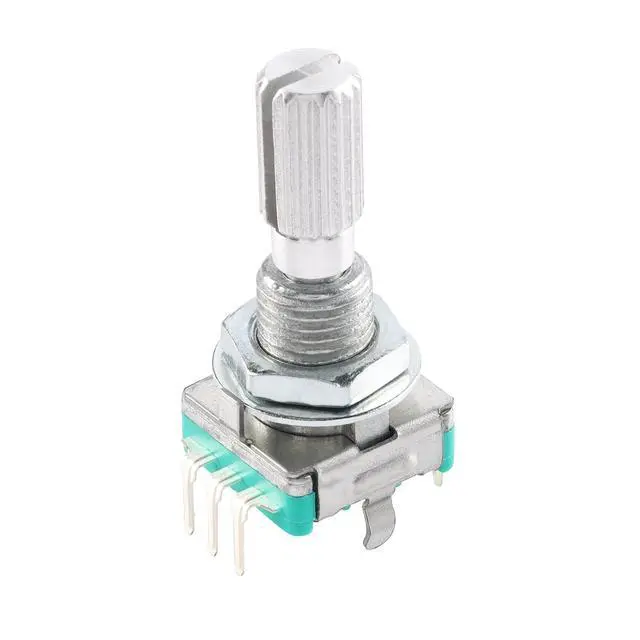 Alt view image 4 of 5 - 10Pcs EC11 Rotary Encoder Switch Digital Potentiometer 20MM with Switch 5 Pins Derrated Shaft with Nut and Washer