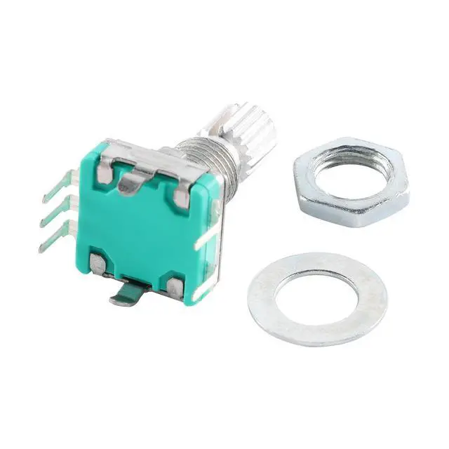 Alt view image 2 of 5 - 10Pcs EC11 Rotary Encoder Switch Digital Potentiometer 15MM with Switch 5 Pins Derrated Shaft with Nut and Washer
