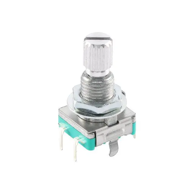 Alt view image 4 of 5 - 10Pcs EC11 Rotary Encoder Switch Digital Potentiometer 15MM with Switch 5 Pins Derrated Shaft with Nut and Washer
