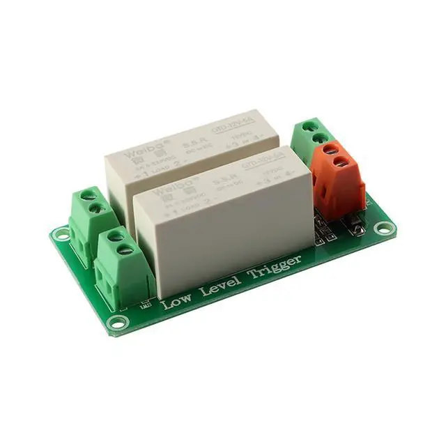 Alt view image 2 of 5 - 12V 2 Channel Solid State Relay Module, Low Level Trigger, 5A DC Control for Raspberry Pi