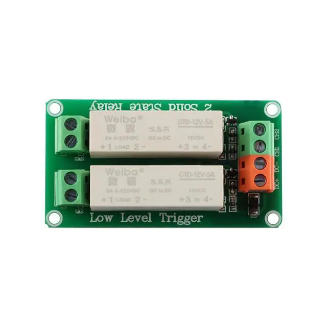 Alt view image 4 of 5 - 12V 2 Channel Solid State Relay Module, Low Level Trigger, 5A DC Control for Raspberry Pi
