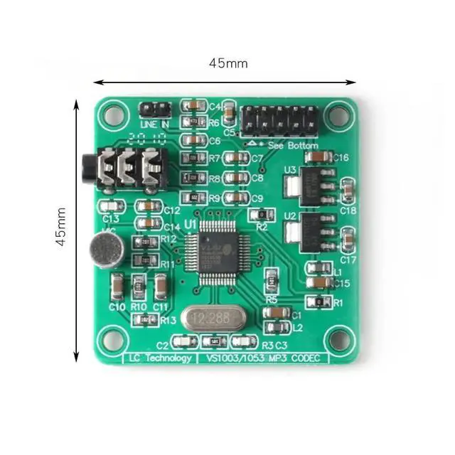 Alt view image 2 of 5 - VS1053 MP3 Audio Player Module Audio Decoder MP3 Player Board Recording Onboard Microphone SPI Interface Output Port Audio Sound Board 1.8V 3.3V AMS-1117 Chip 800mA 12.228Mhz