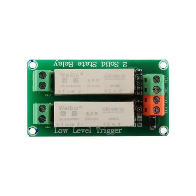 Alt view image 4 of 5 - 24V 2 Channel Solid State Relay Module, Low Level Trigger, 5A DC Control for Raspberry Pi