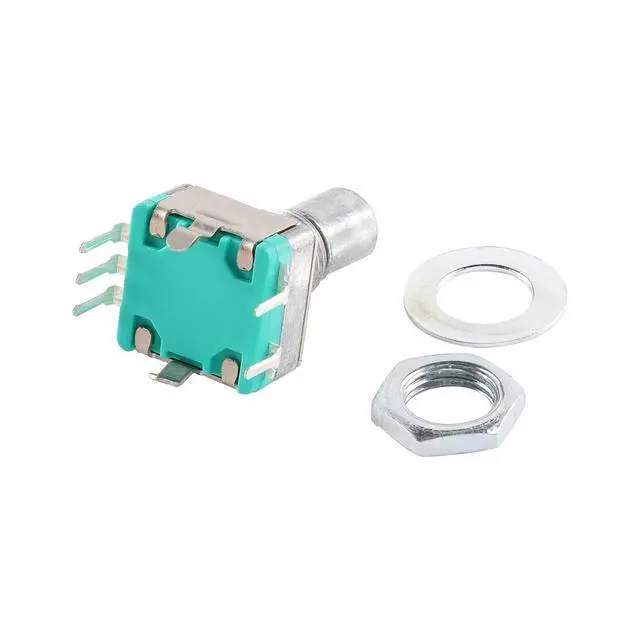 Alt view image 2 of 5 - 10Pcs EC11 Rotary Encoder Switch Digital Potentiometer 15MM with Switch 5 Pins D-Shaft with Nut and Washer