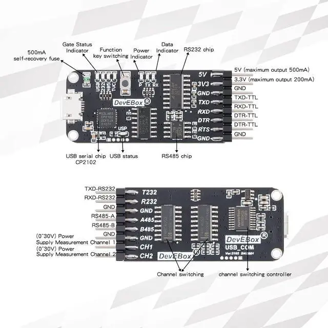 Alt view image 3 of 7 - USB to Serial Adapter 10 in 1 USB Adapter Micro-USB USB to RS232 TTL RS485 Serial Adapter CP2102 Version Full Interworking Serial to USB Adapter with Micro USB Cable and Dupond Cable