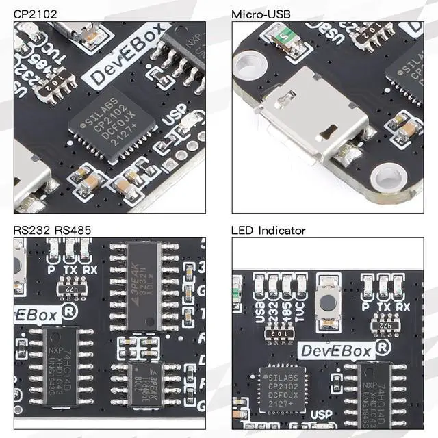 Alt view image 5 of 7 - USB to Serial Adapter 10 in 1 USB Adapter Micro-USB USB to RS232 TTL RS485 Serial Adapter CP2102 Version Full Interworking Serial to USB Adapter with Micro USB Cable and Dupond Cable