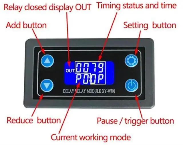 Alt view image 2 of 6 - DC12V LED Digital Time Delay Relay Module XY-WJ01 Programmable Control Switch Timer Circuit