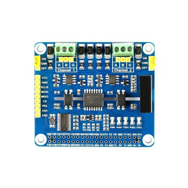 Alt view image 2 of 5 - 2-Channel Isolated RS485 Expansion HAT Board Module SC16IS752 SP3485 Dual Chip Convert SPI to RS485 Data Rate up to 921600bps Embed Multi Protection Circuits for Raspberry Pi 4
