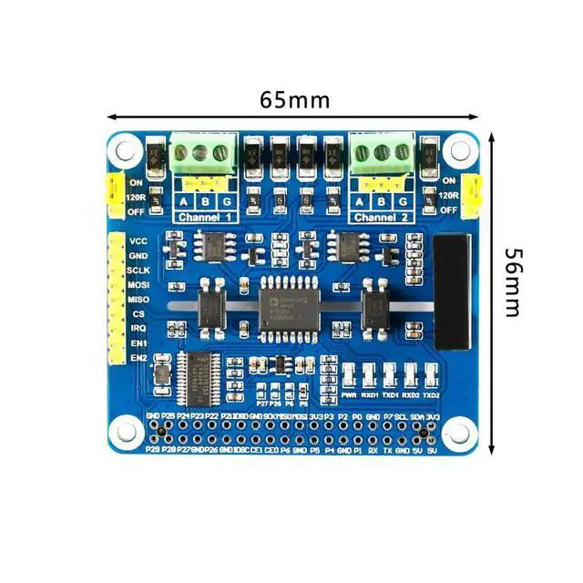 Alt view image 5 of 5 - 2-Channel Isolated RS485 Expansion HAT Board Module SC16IS752 SP3485 Dual Chip Convert SPI to RS485 Data Rate up to 921600bps Embed Multi Protection Circuits for Raspberry Pi 4