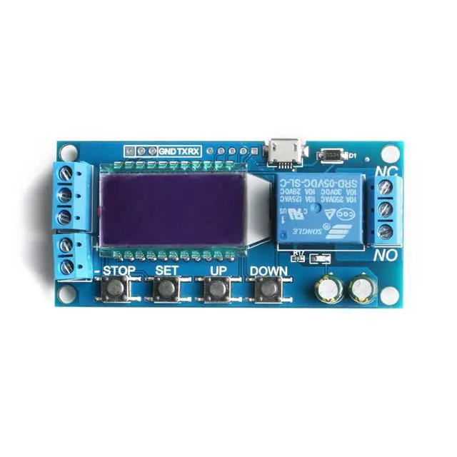 Alt view image 4 of 5 - 1-Channel Timer Delay Relay XY-LJ02 Cycle Trigger Delay Timer Switch Circuit Electronic Relay Module with LCD Display, 12V Timer Relay Delay Controller Module Support Micro USB 5V Input