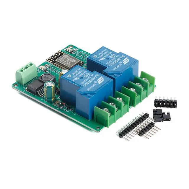 Alt view image 3 of 6 - ESP8266 5V 30A Relay Module, 2 Channel ESP-12F Development Board for Smart Home IoT, DC7-80V Power Supply