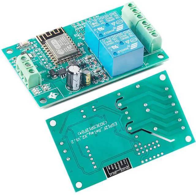 Main image of ESP8266 Dual Relay Module, 2 Channel 10A ESP-12F Development Board for Smart Home IoT, 5V/8-80V Power Supply