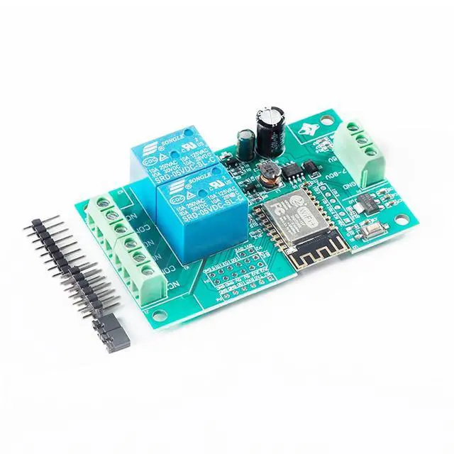 Alt view image 2 of 5 - ESP8266 Dual Relay Module, 2 Channel 10A ESP-12F Development Board for Smart Home IoT, 5V/8-80V Power Supply