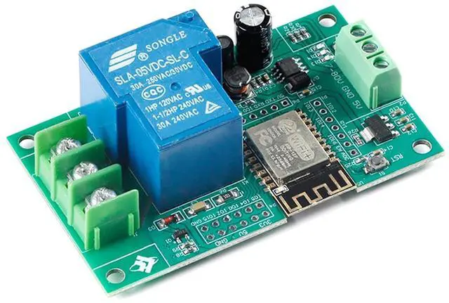 Alt view image 2 of 5 - 1 Channel ESP8266 WiFi Relay ESP-12F Development Board Module Optocoupler Isolation 30A for Smart Home Wireless Control DC7-28/5V