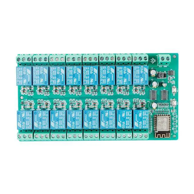 Alt view image 3 of 5 - ESP8266 24V Relay Module, 16 Channel 10A ESP-12F Development Board for Smart Home IoT, DC24V Power Supply