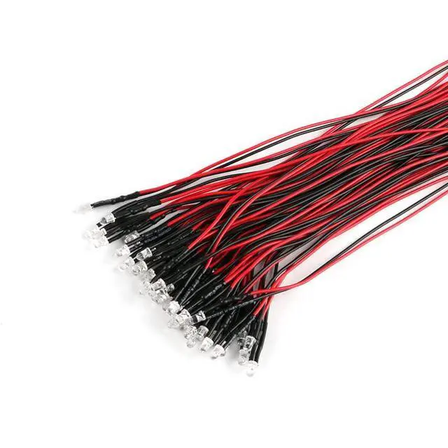Alt view image 2 of 5 - 5mm 12 Volt LED Lights Emitting Diodes with Wire, LED 5-12V,0.1W, Mini LED Lights for Crafts, Toy Cars,12V Mini Single Led White 50PCS
