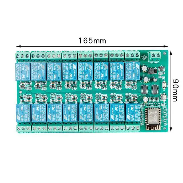 Alt view image 5 of 5 - ESP8266 24V Relay Module, 16 Channel 10A ESP-12F Development Board for Smart Home IoT, DC24V Power Supply