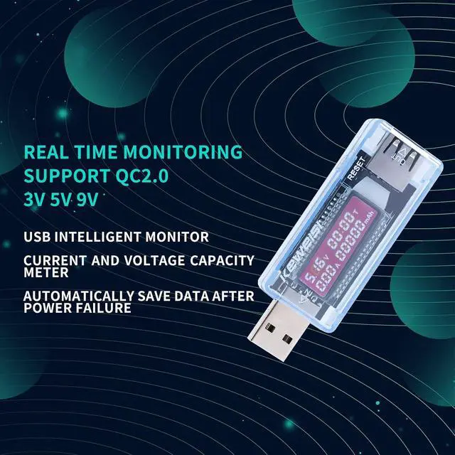 Alt view image 2 of 7 - KWS-V20 USB Tester Voltmeter Ammeter Multimeter 3-9V 0-3A LCD Digital Display Power Battery Tester for Power Capacity Mobile Phone Charger with Blue Shell