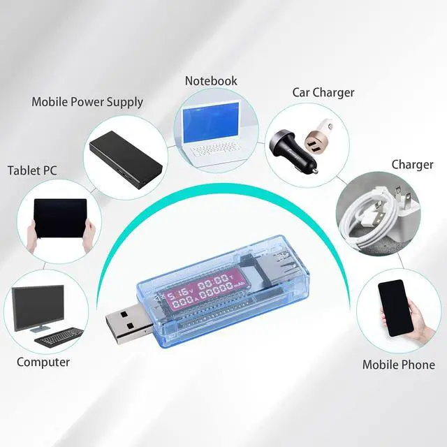 Alt view image 5 of 7 - KWS-V20 USB Tester Voltmeter Ammeter Multimeter 3-9V 0-3A LCD Digital Display Power Battery Tester for Power Capacity Mobile Phone Charger with Blue Shell