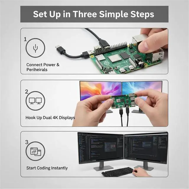 Alt view image 3 of 6 - Raspberry Pi 4 Model B 4GB Development Board 1.5GHz Bluetooth 5.0 WiFi Multifunctional Universal Development Board Learning Board for Python Linux Programming