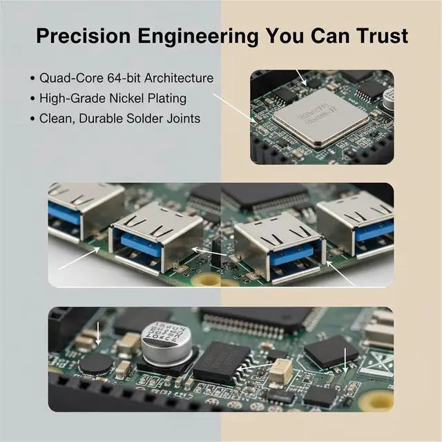 Alt view image 4 of 6 - Raspberry Pi 4 Model B 4GB Development Board 1.5GHz Bluetooth 5.0 WiFi Multifunctional Universal Development Board Learning Board for Python Linux Programming