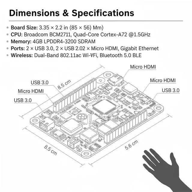 Alt view image 5 of 6 - Raspberry Pi 4 Model B 4GB Development Board 1.5GHz Bluetooth 5.0 WiFi Multifunctional Universal Development Board Learning Board for Python Linux Programming