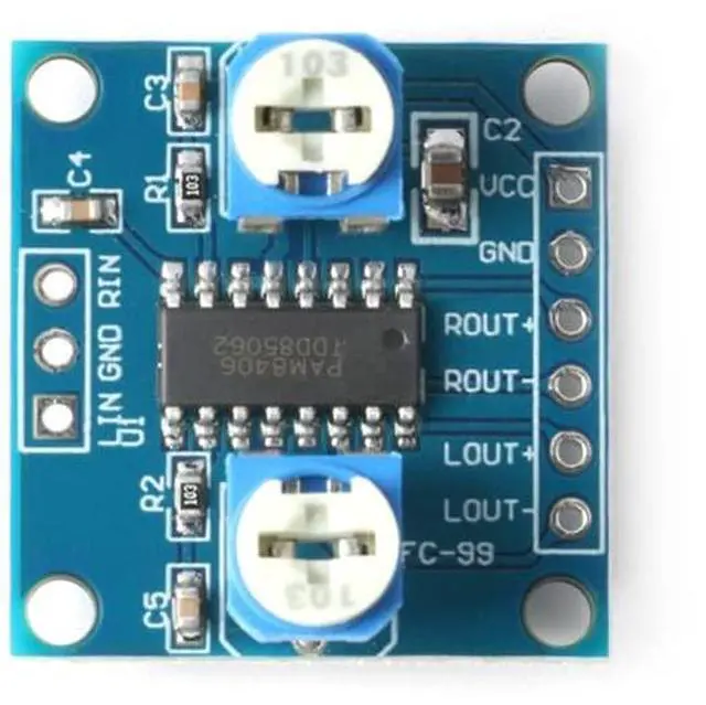 Alt view image 3 of 6 - 5Pcs PAM8406 5Wx2 Digital Amplifier Module Board 5W+5W Dual-Channel 2.5V-5V PAM8406 Stereo Audio Module Noise-Free Class D Power Amplifier Module with Volume Potentiometer