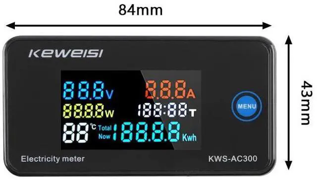 Alt view image 5 of 5 - AC Voltage Current Meter, Switching Transformer Voltage Monitor Tester 0-100A AC50-300V Voltage Current Power Electric Energy Electrical Multi Tester LCD Digital Display KWH Reader