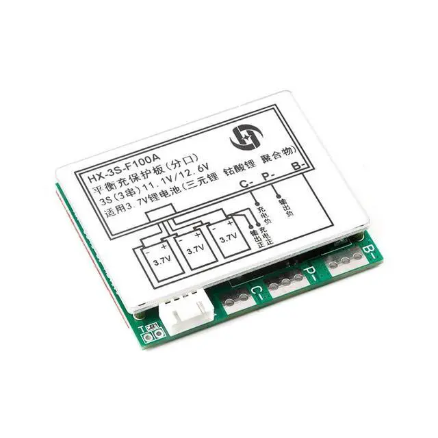 Alt view image 2 of 5 - 3S 12.6V 100A Li ion Lithium Battery PCB Protection Board 3 Cells 11.1V Polymer Balance Function Charge Module BMS Circuit Protection PCB Board