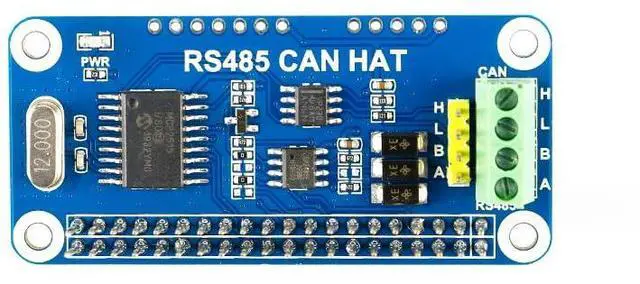 Main image of RS485 CAN HAT Raspberry Pi 4B/3B+/Zero W RS485 CAN UART RS485 Communication PCB MCP2515 Controller SPI interface Transceiver SN65HVD230