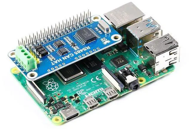 Alt view image 3 of 5 - RS485 CAN HAT Raspberry Pi 4B/3B+/Zero W RS485 CAN UART RS485 Communication PCB MCP2515 Controller SPI interface Transceiver SN65HVD230
