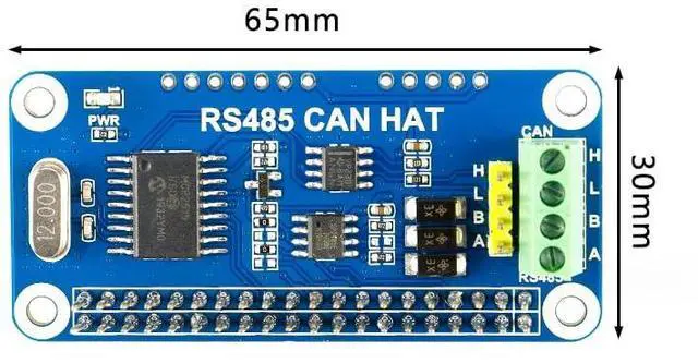 Alt view image 5 of 5 - RS485 CAN HAT Raspberry Pi 4B/3B+/Zero W RS485 CAN UART RS485 Communication PCB MCP2515 Controller SPI interface Transceiver SN65HVD230