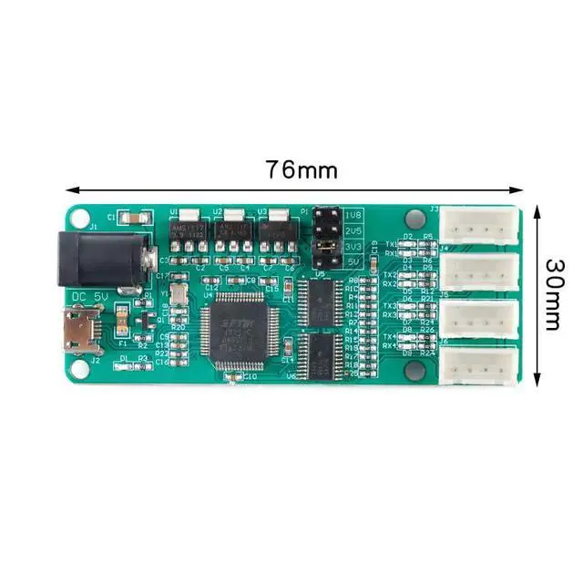 Alt view image 5 of 5 - FT4232-4TTL USB to 4-Way TTL Module UART Serial Port Module LED Indicator Micro USB COM Interface 12Mbps FT4232HL 5V 3.3V 2.5V 1.8V