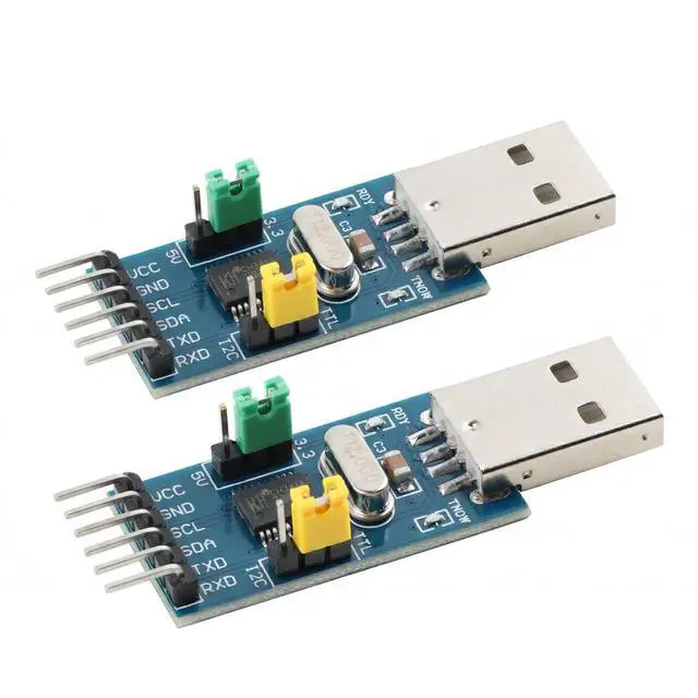 Main image of 2pcs CH341T USB to I2C and UART Serial Converter Module, USBTTL 3.3 V 5 V, Up to 2 Mbps