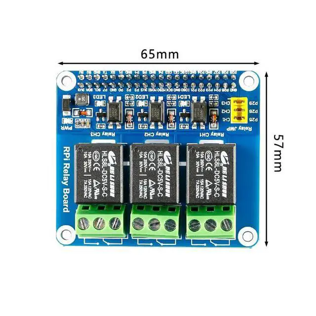 Alt view image 5 of 5 - Raspberry Pi Relay Module HAT Expansion Board Three Channel (3-CH) Power Relay Module for Raspberry Pi 4B/3B+/3B/2B/A+/B+ for Smart Home