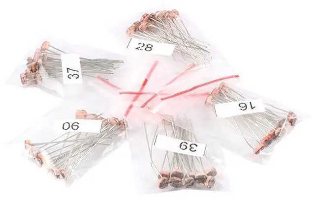 Main image of 100pcs Photoresistors Kit - Variety Pack with GL5506 GL5516 GL5528 GL5537 GL5539 LDRs for DIY Electronics, Arduino, Light Sensitive Projects Photosensitive Resistor