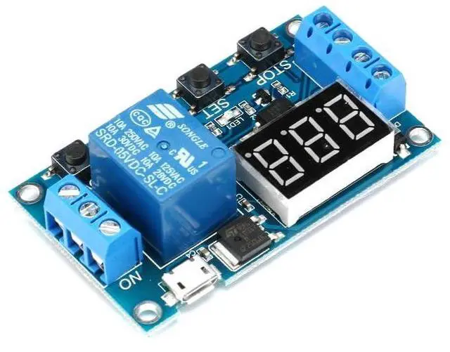 Alt view image 2 of 5 - DC 6-30V Timer Delay Triggered Relay Module 1 Channel Way 5V Multifunction Switch Control Relay Cycle Timer Digit LED Display Micro USB