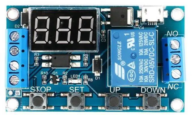 Alt view image 3 of 5 - DC 6-30V Timer Delay Triggered Relay Module 1 Channel Way 5V Multifunction Switch Control Relay Cycle Timer Digit LED Display Micro USB