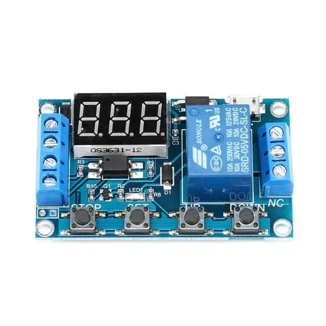 Alt view image 5 of 5 - DC 6-30V Timer Delay Triggered Relay Module 1 Channel Way 5V Multifunction Switch Control Relay Cycle Timer Digit LED Display Micro USB