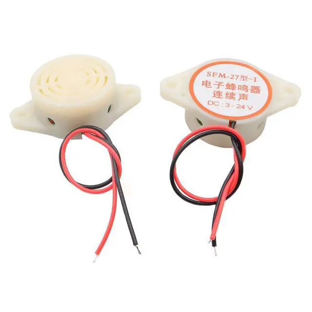 Alt view image 2 of 5 - 10pcs 3015 with Wire Active Piezoelectric Buzzer DC3-24V White High Decibel Alarm Buzzer SFM-27