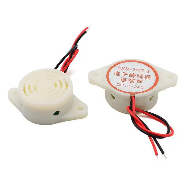 Alt view image 5 of 5 - 10pcs 3015 with Wire Active Piezoelectric Buzzer DC3-24V White High Decibel Alarm Buzzer SFM-27