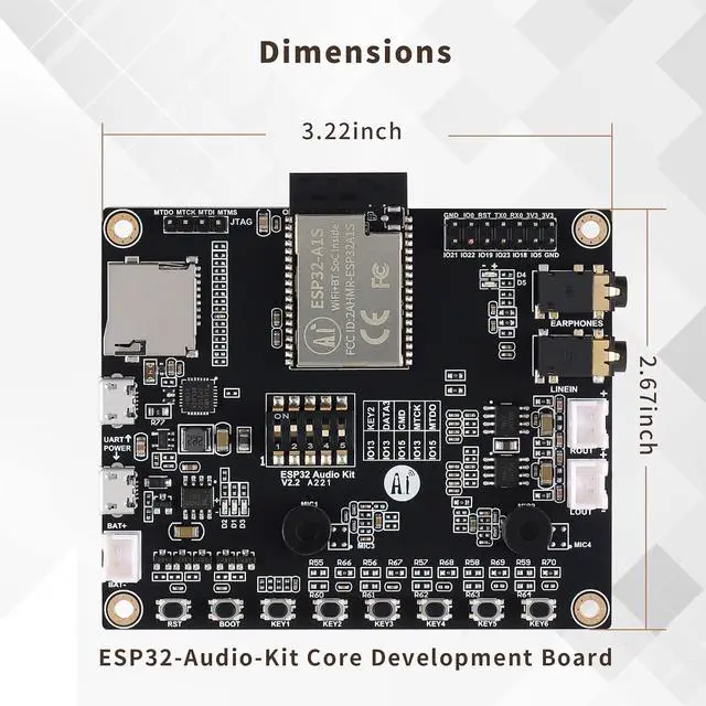 Alt view image 6 of 6 - ESP32 Aduio Kit ESP32 WiFi Bluetooth Module ESP32-A1S Module Audio Development Board BLE Low Power Dual-core 64Mb Serial Adapter Port to WiFi Board