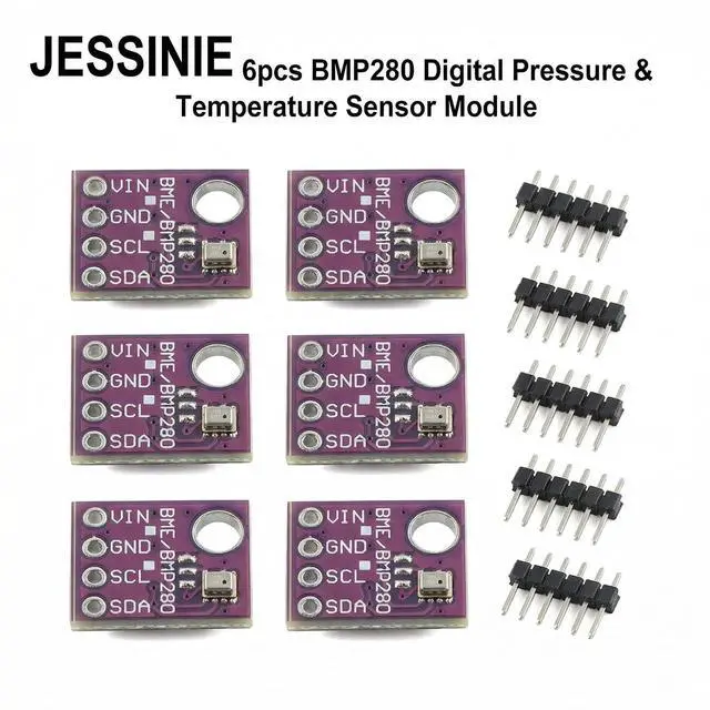 Alt view image 6 of 6 - 6pcs BMP280 Digital Barometric Pressure and Temperature Sensor Module, 5 V Input, I2C SPI Interface