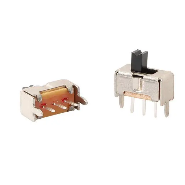 Alt view image 3 of 5 - 200Pcs SS-12D07G3 SPDT Slide Switch 1P2T 2 Position 3 Pin 3MM 0.3A 50V PCB Panel Mini Vertical Slide Switch Knob with Bracket Toggle Switches