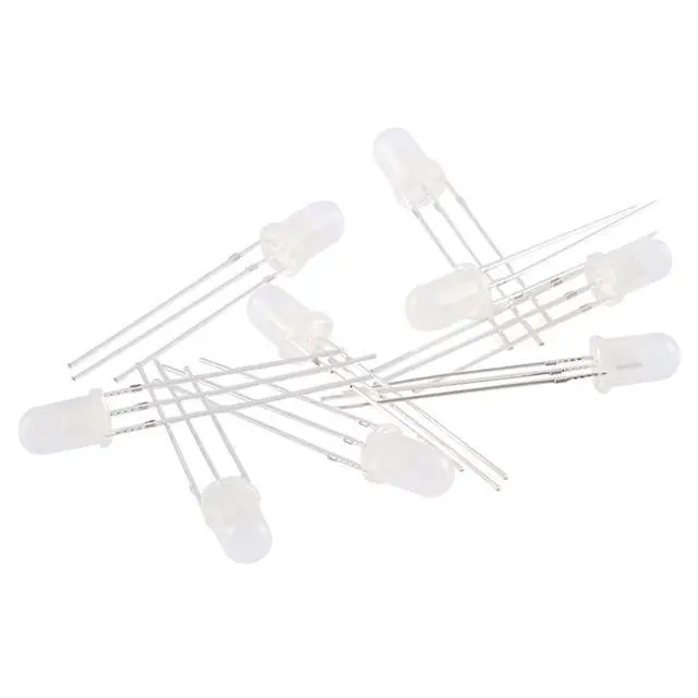 Alt view image 5 of 5 - 100pcs 5mm F5 LED Bi-Color Diffused Common Cathode Round Light Emitting Diode Dual Red and Emerald Green Foggy Two Plug-in DIY Kit