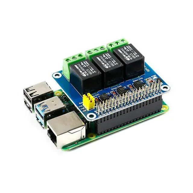 Alt view image 4 of 5 - Raspberry Pi Relay Module HAT Expansion Board Three Channel (3-CH) Power Relay Module for Raspberry Pi 4B/3B+/3B/2B/A+/B+ for Smart Home