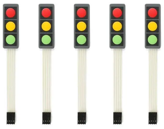 Main image of 1x3 3 Key Array Membrane Switch 3-Key Array Membrane Switch on Off MG001V 57x20x0.8mm Red Yellow Green Microcontroller Extended Keyboard 4Pin Dupont 5Pcs